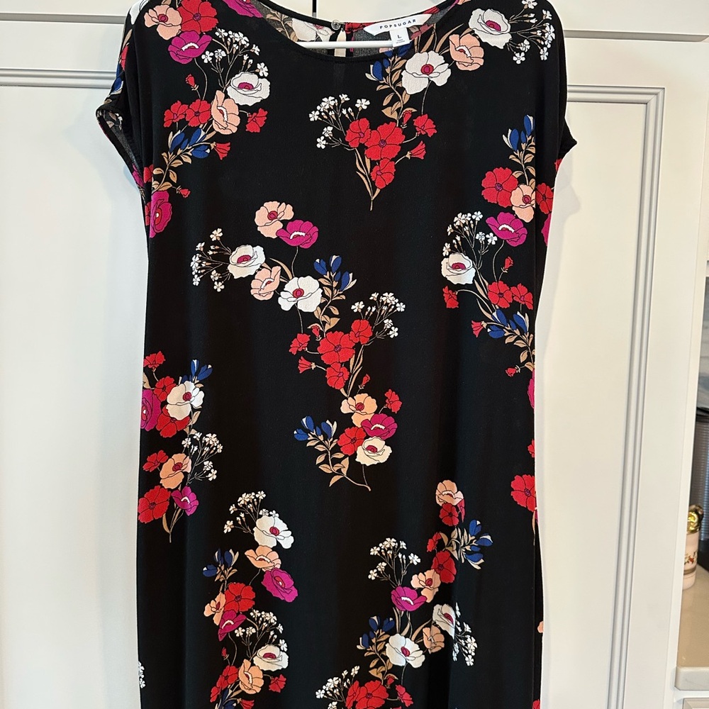 Popsugar black floral dress size L - Picture 11 of 11